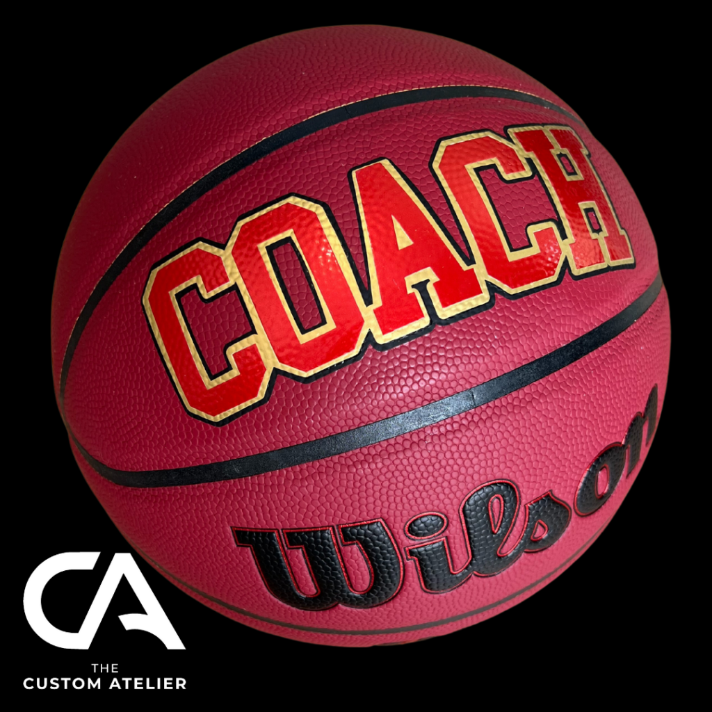 customised basketball in team colours as coaches gift